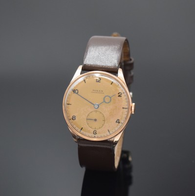 ROLEX Chronometer Armbanduhr Referenz 4037 in RoseG 585/000, Schweiz um 1938, Handaufzug, 3-tlg. Geh., Boden u. Glasrand aufgedr., rosegold. ...