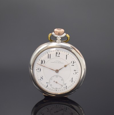 J. ASSMANN Glashütte offene Taschenuhr in Silber, Deutschland um 1915, guill. Geh. berieb., Goldscharniere, 3-tlg. Emailzifferbl., gold. ...