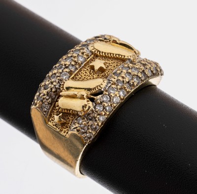 18 kt Gold Diamant-Ring, GG 750/000, 2 aufgel. Schmetterlinge, Diamanten zus. ca. 0.28 ct Weiß-l.get.Weiß/p, RW 55, ca. 9.4 g