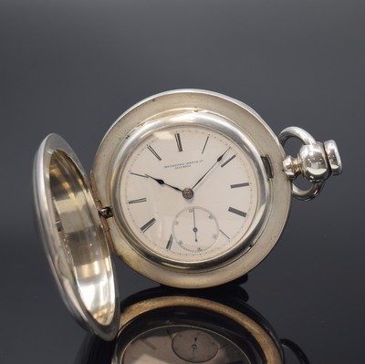ROCKFORD WATCH CO Illinois sehr schwere und große Savonette in Silber, USA um 1880, Schlüsselaufzug, glattes Geh. m. Goldscharnieren, ...