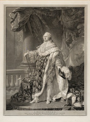 Charles Clement Bervic, 1756-1822, Kupferstich nach einem Gemälde von Antoine Francois Callet, "Louis Seize Roi des Francais", 1790, unter ...