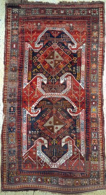 Kazak antik, Kaukasus, datiert 1916 Jahre, Wolle auf Wolle, ca. 304 x 165 cm, EHZ:3-4, (alte Restaurierungen)