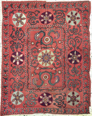 Antike Susani, Uzbekistan, um 1900, Seidestickerei, ca. 152 x 120 cm, EHZ: 3