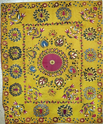 Samarkand Susani, Uzbekistan, um 1900, Seide-Baumwollstickerei, ca. 235 x 195 cm, EHZ: 3
