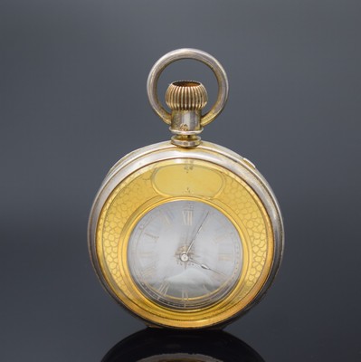 A.S & F (Armand Schwob & Frère) Mysterieuse Herrentaschenuhr, Schweiz um 1880, Silber ehem. verg., dell. Geh. beids. vergl., Glaszifferblatt m. ...