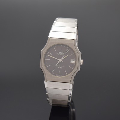 MIDO Ocean Star No 1 "Björn Borg" seltene Armbanduhr in Stahl Referenz 8010, Schweiz um 1985, quarz, Boden gedr., orig. Gliederband m. ...