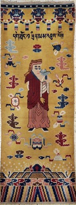 "Säulenteppich"antik, China, um 1900, Wolleauf Baumwolle, ca. 240 x 90 cm, EHZ: 3
