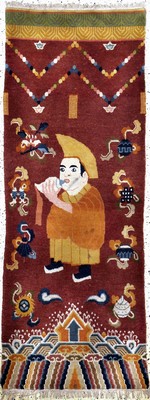 "Säulenteppich"antik, China, um 1900, Wolleauf Baumwolle, ca. 240 x 80 cm, EHZ: 2