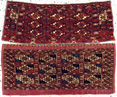 2 Antike Torba, Turkmenistan, 19.Jhd, Wolleauf Wolle, ca. 66 x 30 cm, EHZ: 3-4