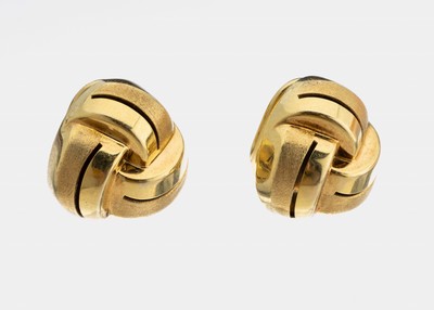 14 kt Gold Ohrclips, GG 585/000, Knotenoptik, D. ca. 1 cm, ca. 3.5 g