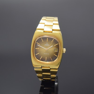 OMEGA Herrenarmbanduhr Geneve Referenz 166.0191/366.0835, Automatik, Schweiz um 1974, verg. Metallgeh. inkl. orig. Gliederband (verg. teil. fehlend), ...