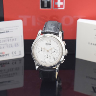 TISSOT Heritage Armbandchronograph Referenz T661722.33, Schweiz verk. lt. beil. Pap. 01/2019, Automatik, Edelstahlgeh. inkl. orig. Lederband m. dopp. ...