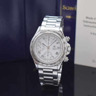 SCHWARZ ETIENNE Routemaster Armbandchronograph Referenz 581.505, Schweiz verk. lt. beil. Pap. 11/1994, Automatik, Edelstahlgeh. inkl. orig. ...