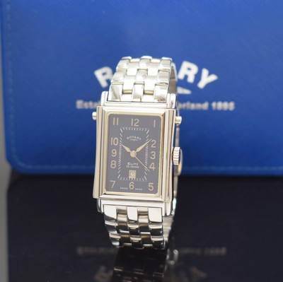 ROTARY Herrenarmbanduhr Serie Elite Referenz 10937, Schweiz um 2005, Automatik, ausklappbares Wendegeh. in Stahl inkl. orig. Gliederband m. dopp. ...