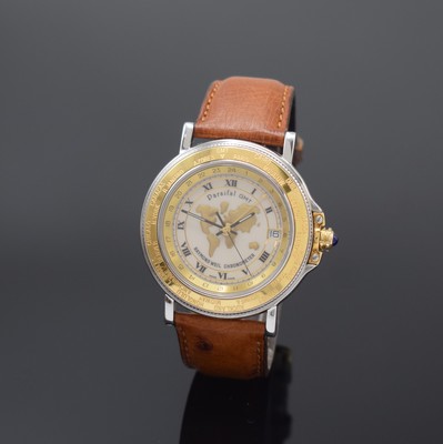 RAYMOND WEIL Herrenarmbanduhr Parsifal GMT Chronometer, Schweiz um 2000, Automatik, beids. vergl. Geh. in Edelstahl, Boden 4-fach verschr., ...