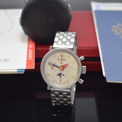 ALAIN SILBERSTEIN seltene, auf 100 Stück limitierte Armbanduhr Krono de Noel/Weihnachtschrono, Automatik, Frankreich/Schweiz um 1994, Edelstahlgeh. ...