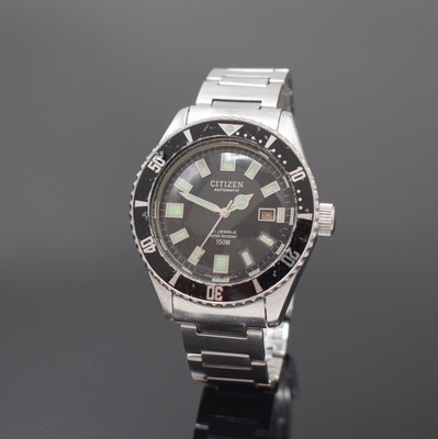 CITIZEN Taucherarmbanduhr Referenz 4-600851 Y, Automatik, Japan 1970er Jahre, Edelstahlgeh. inkl. orig. Gliederband m. Faltschl., Boden und Krone ...