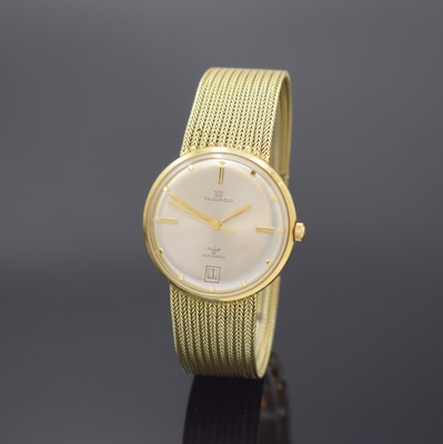 DUCADO Armbanduhr in GG 585/000, Schweiz/Deutschland um 1965, Automatik, Boden aufgedr., silb. Zifferbl. m. gold. Std.-Ind., gold. Zeiger, Datum b. ...