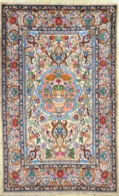 Esfahan fein, Persien, Mitte 20.Jhd, Korkwolle mit und auf Seide, ca. 181 x 112 cm,ca. 1,0 Mio. Kn/qm, EHZ: 2