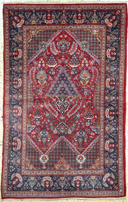 Keschan"Hadji-Khanomi", Persien, Mitte 20.Jhd, Wolle auf Baumwolle, ca. 200 x 135 cm,EHZ: 2, (Risse am Rand)