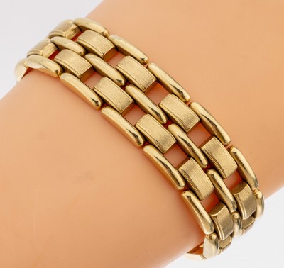 14 kt Gold Armband, GG 585/000, ca. 36.7 g, L. ca. 19.5 cm, Kastenschloss mit 2 Sicherheitsachten
