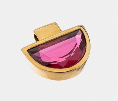 18 kt Gold Rubelith-Anhänger, GG 750/000, Rubelith ca. 8.16 ct, ca. 8.2 g, B. ca. 2 cm