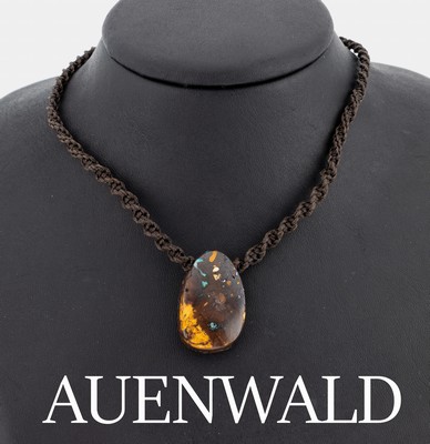 Boulderopal-Flechtcollier, besteht aus geflochtenen Polyesterfäden, stufenlos Länge verstellbar ca. 40-72 cm, AUENWALD Manufaktur