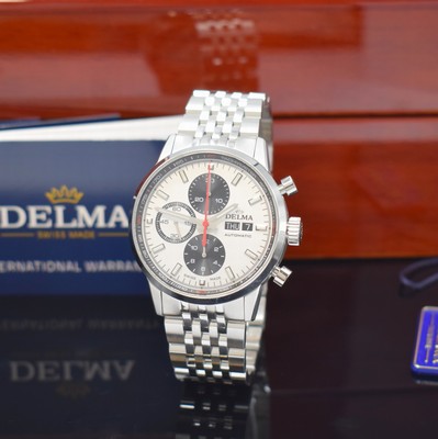 DELMA nahezu neuwertiger Armbandchronograph Continental Racing Referenz 110738700000, Automatik, Schweiz um 2024, Edelstahlgeh. inkl. Gliederband m. ...