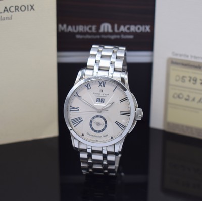 MAURICE LACROIX Herrenarmbanduhr Serie Pontos Modell Grand Guichet GMT Referenz PT6098, Schweiz um 2010, Automatik, Edelstahlgeh. inkl. orig. ...