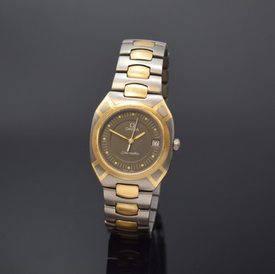 OMEGA Herrenarmbanduhr Seamaster Polaris Referenz 1960291/3960981, Schweiz um 1985, Titan/Gold kombiniert inkl. Gliederband m. Faltschl., Boden ...