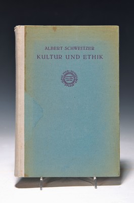 Albert Schweitzer, handsigniertes Buch, Kultur und Ethik, C.H. Beksche Verlags- Buchhandlung Oskar Beck München, 1923, 280 Seiten, Papiereinband, ...