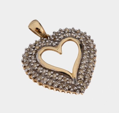 14 kt Gold Diamant-Herzanhänger, GG/WG 585/000, Diamanten zus. ca. 0.56 ct Weiß-get. Weiß/p3, ca. 3 g