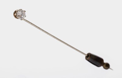 14 kt Gold Brillant-Anstecknadel, WG 585/000, Brillant ca. 0.30 ct Weiß/si, ca. 2.1g