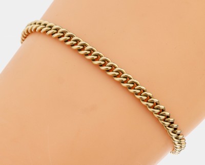 14 kt Gold Armband, GG 585/000, Panzerkettchen, L. ca. 18.5 cm, Kastenschloss mit 2 Sicherheitsachten, ca. 12.9 g