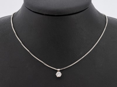 18 kt Gold Brillant-Anhänger, WG 750/000, Brillant ca. 0.50 ct Weiß/si, L. ca. 40 cm, ca. 5.2 g
