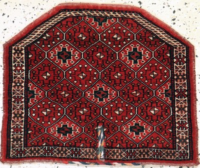 Jomud Satteldecke antik, Turkmenistan, um 1900, Wolle auf Wolle, ca. 49 x 59 cm, EHZ: 2 (siehe Bausback Ausstellung von 10 bis 19 Oktobrt 1980).