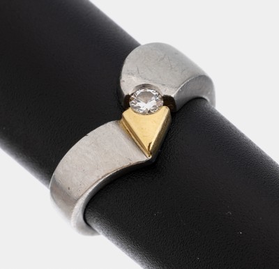 Platin Brillant-Ring, Platin 950/000, 1 Brillant ca. 0.10 ct Weiß/vs, RW 52, ca. 6.9 g