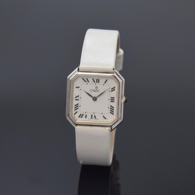 BAUME & MERCIER Damenarmbanduhr in WG 750/000 Referenz 38260, Schweiz um 1980, Handaufzug, Boden aufgedr., Schmuckkrone, weißes Zifferbl. bez. ...