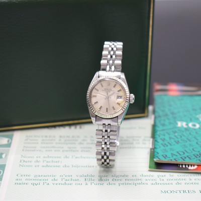 ROLEX Oyster Date Referenz 6917 Damenarmbanduhr in Stahl/WG mit Box und Papier, Schweiz lt. orig. Pap. verk. 1983, Automatik, Oystergeh., Boden u. ...