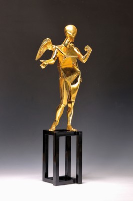 Salvador Dalí, 1904 - 1989,, "Kubistischer Engel", Bronzefigur, vergoldet, Edition Rom y Rom, num. 866/990, H. ca. 66 cm, signiert und ...