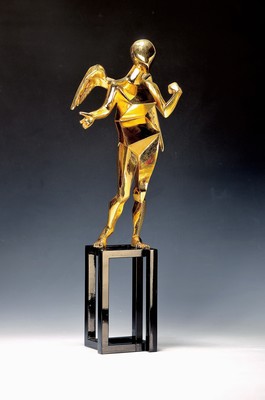 Salvador Dali, 1904 - 1989,, "Kubistischer Engel", Bronzefigur, vergoldet, Edition Rom y Rom, num. 866/990, H. ca. 66 cm, signiert und num. ...