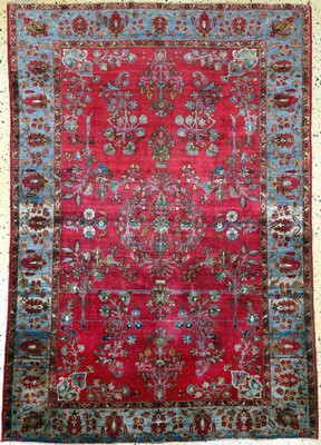 Keschan Seide antik, Persien, 19.Jhd, reineNaturseide, ca. 195 x 135 cm, minimal verkürzt, EHZ: 4 Morsch, (mehrere Risse).