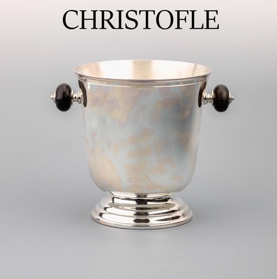 CHRISTOFLE Champagnerkühler , Metall versilbert, Modell "SOMMELIER", ca. 23 x 21 cm, zeitloses schlichtes Design, neuwertiger Design, mit ...