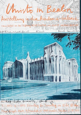 Christo und Jeanne-Claude, Christo in Berlin, Plakat zur Ausst. 1993, Farboffset, mit Widmung: Für Rolf-Dieter Brunowsky, Christo, ca. 84x60cm, ...