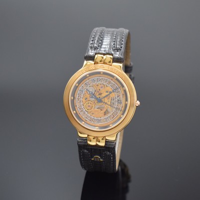 MAURICE LACROIX skelettierte Herrenarmbanduhr, Schweiz um 1995, Automatik, verg. Geh. beids. vergl., Boden aufgedr., orig. Lederband m. verg. ...
