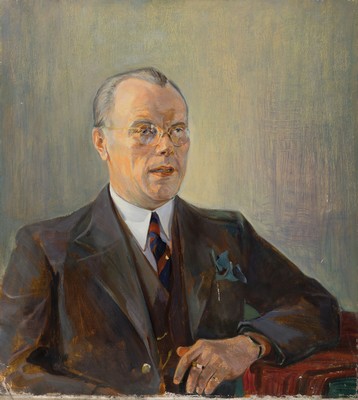 Adolf Kessler, 1890 Godramstein-1974, Porträt des P.Haupt, um 1955, Öl/Lwd, verso vom Sohn des Künstlers handschriftlich bestätigt am 21.01.2012, ...