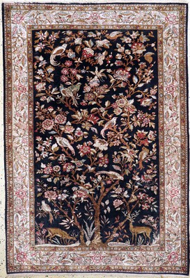 Ghom Seide fein, Persien, Mitte 20.Jhd, reine Naturseide, ca. 205 x 141 cm, Reinigungsbedürftig, EHZ: 2