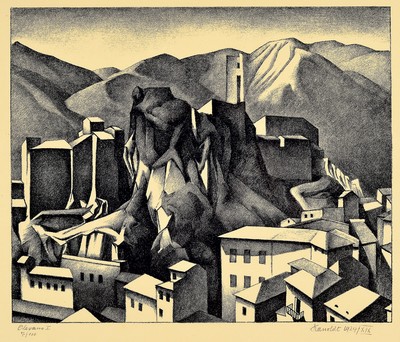 Alexander Kanoldt, 1881 Karlsruhe-1939 Berlin, Lithographie, "Olevano I", 1924/XIX, Ed. 7/100, handsigniert, datiert und nummeriert, Blatt ...
