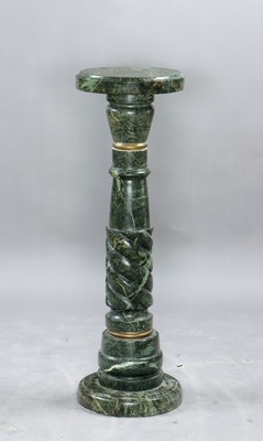 Marmorsäule, schwarz-weiß-grün geäderter Marmor, H. ca. 100cm, D. ca. 31cm EZ 2