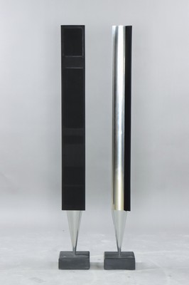 Lautsprecherpaar BEOLAB 8000, Bang & Olufsen Aktiv-Lautsprecher. Produziert ab 1992, Entw. David Lewis, Aluminium und schwarzes Stoffcover, mit orig. ...